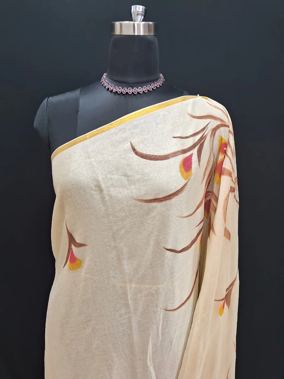 Beige Chiffon Saree 1
