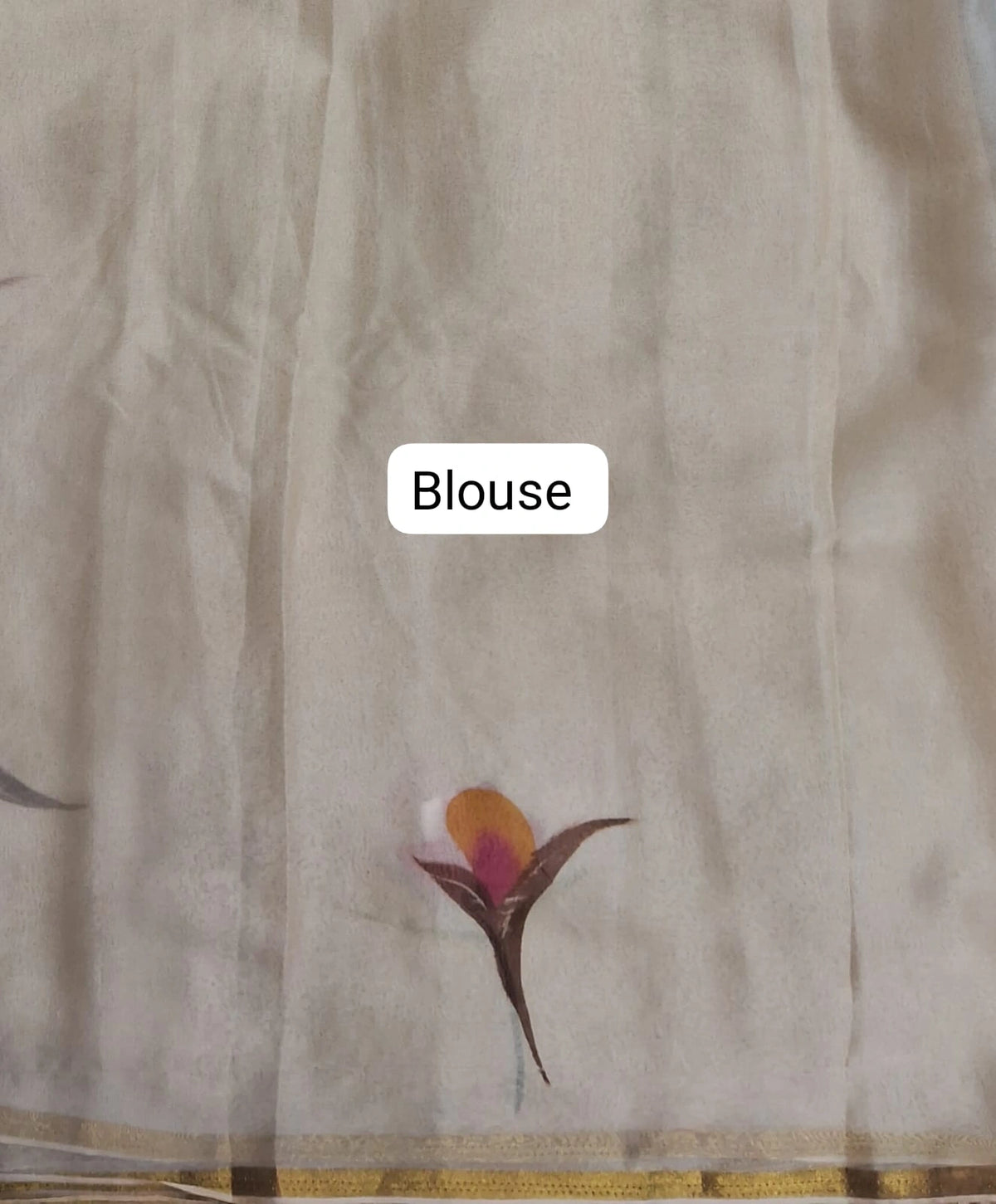 Beige Chiffon Saree Blouse