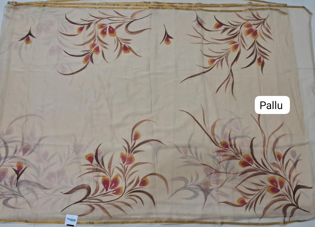 Beige Chiffon Saree Pallu