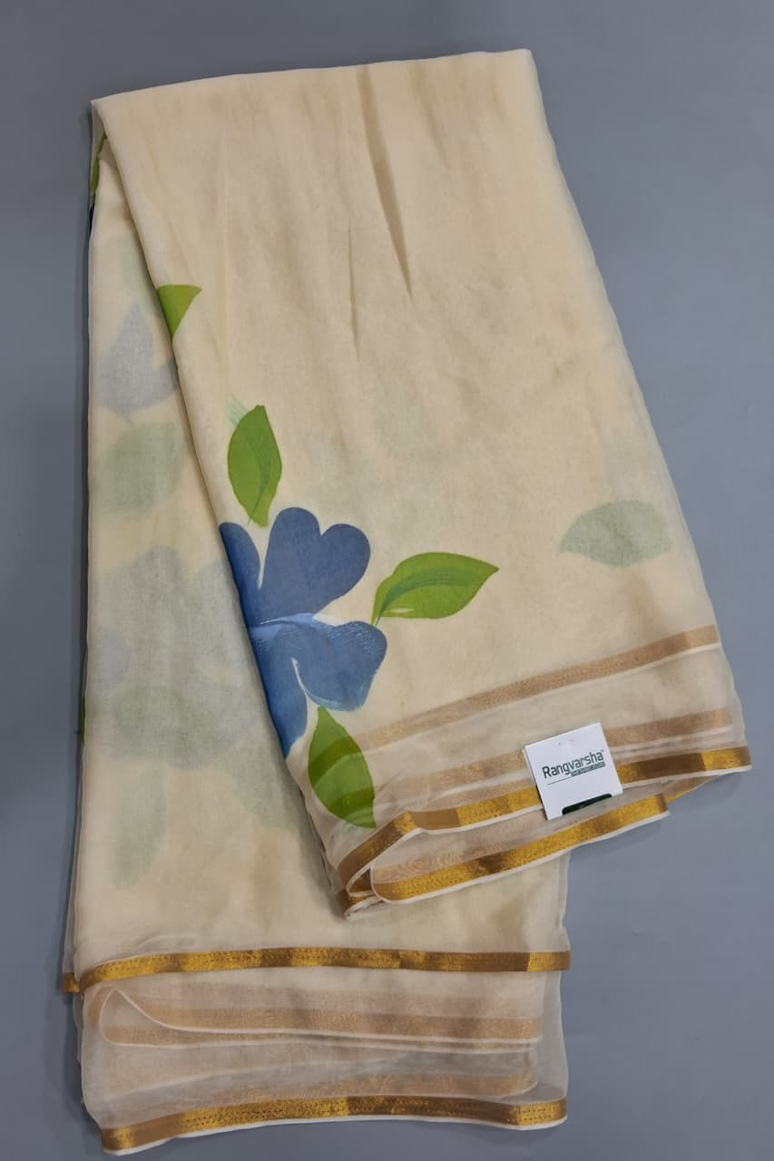 Cream Chiffon Saree