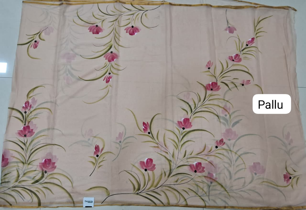 Peach Chiffon Saree Pallu