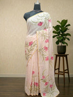 Peach Chiffon Saree