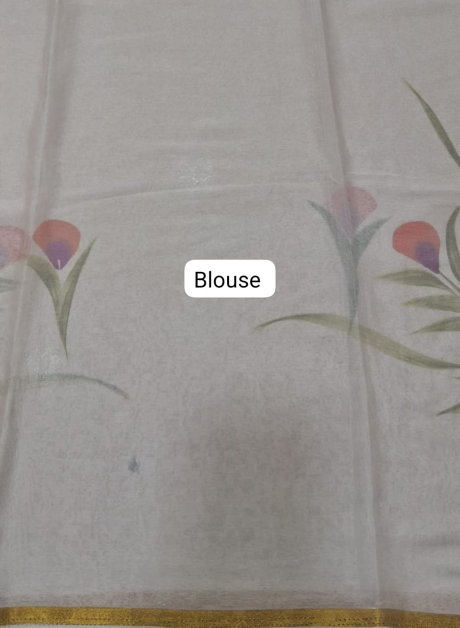 Cream Chiffon Saree Blouse