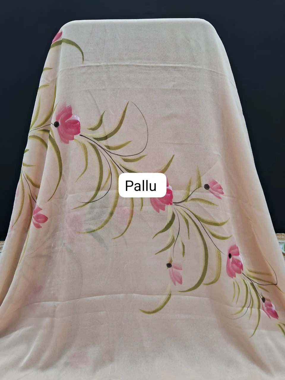 Cream Chiffon Saree pallu