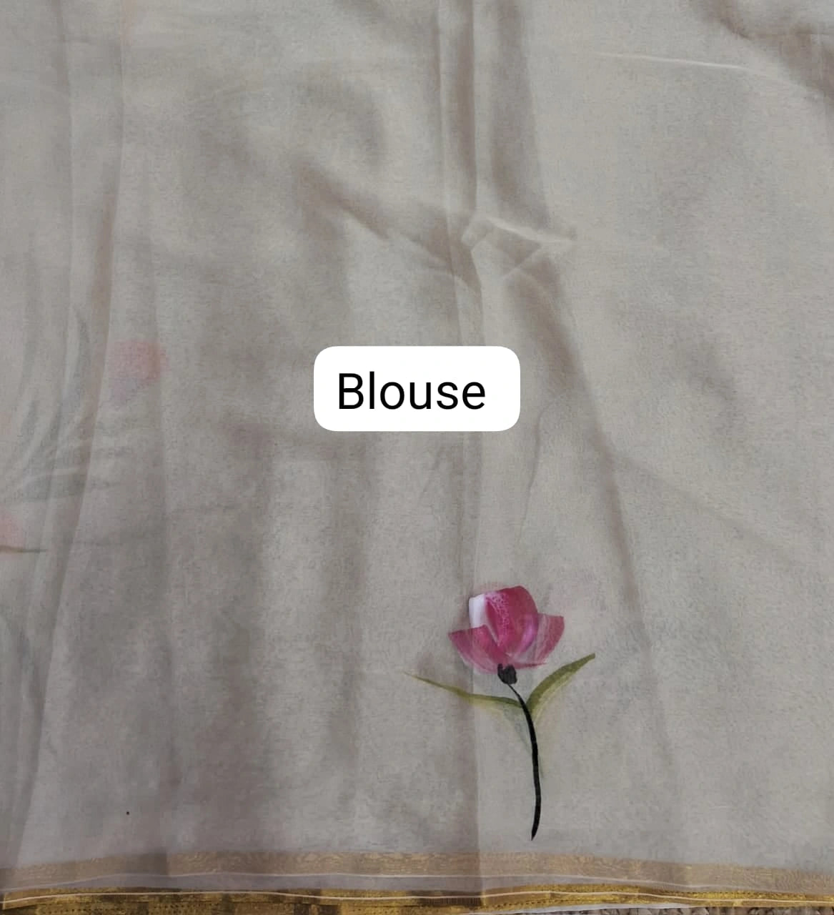 Cream Chiffon Saree Blouse