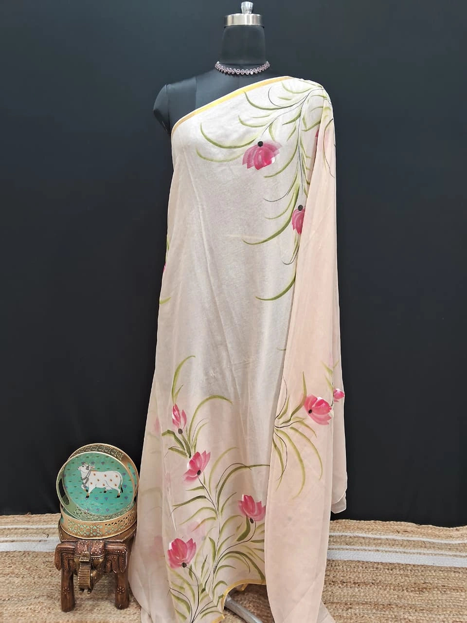 Cream Chiffon Saree 1