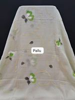 Light Pista Green Chiffon Saree pallu