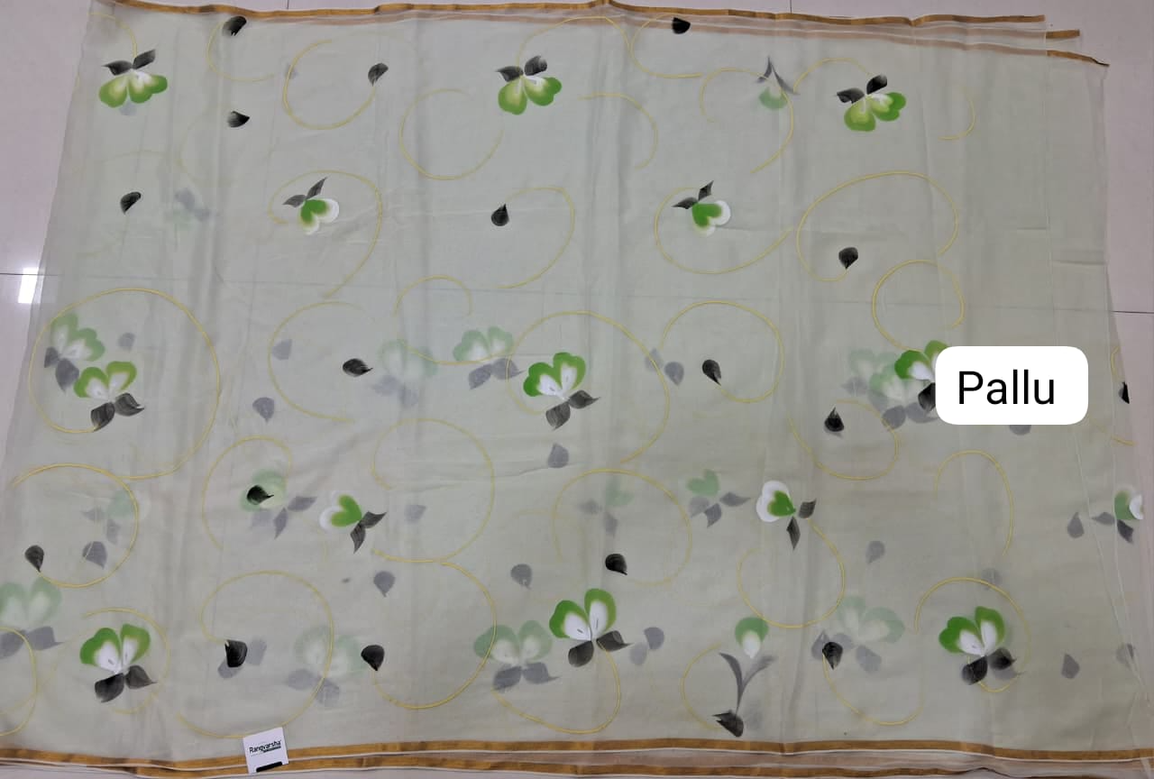 Light Pista Green Chiffon Saree Pallu