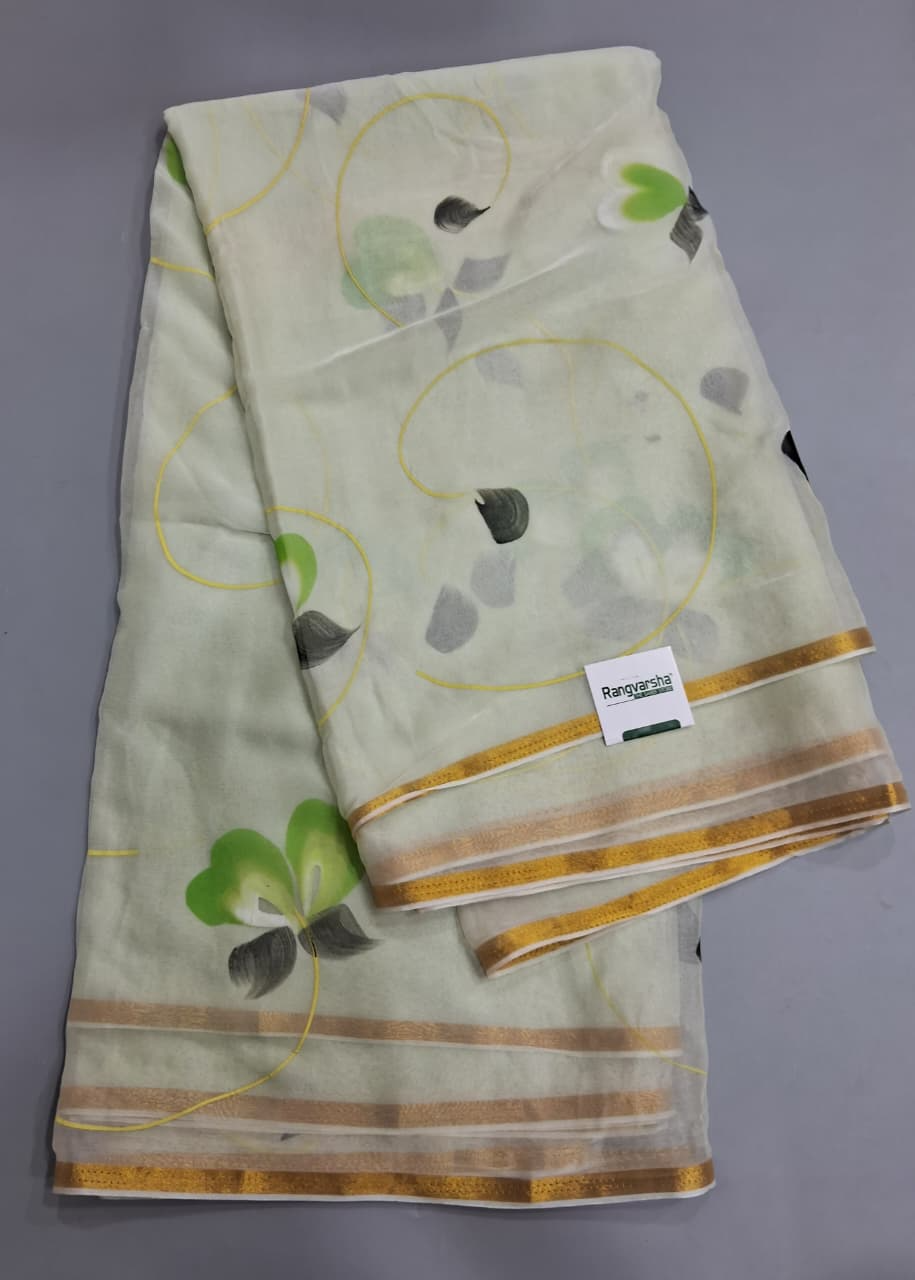 Light Pista Green Chiffon Saree 