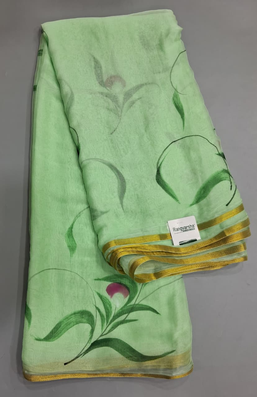 Bright Green Chiffon Saree 