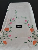 Traditional White Chiffon Saree Pallu