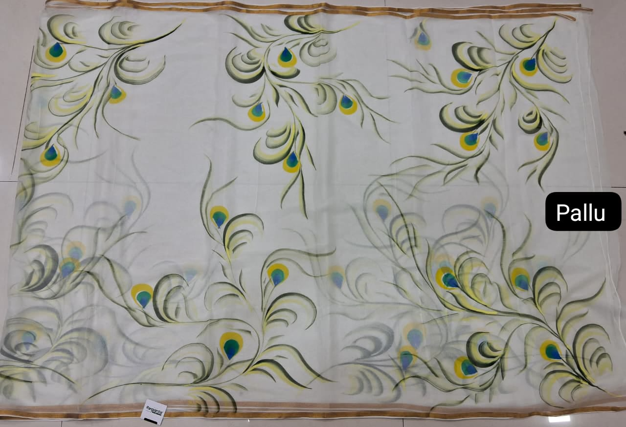 White Chiffon Saree Pallu