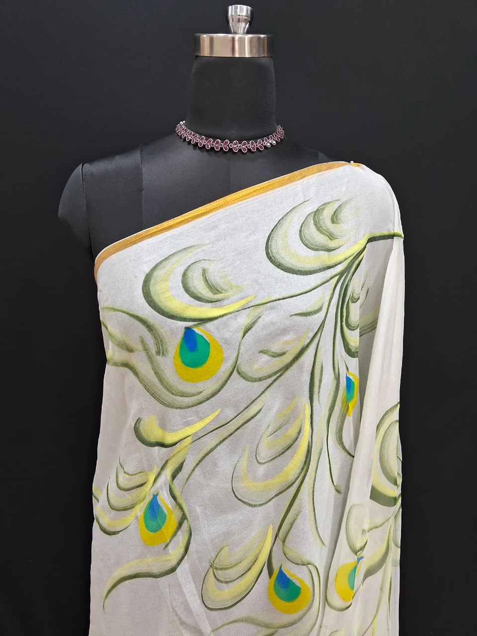 White Chiffon Saree 1