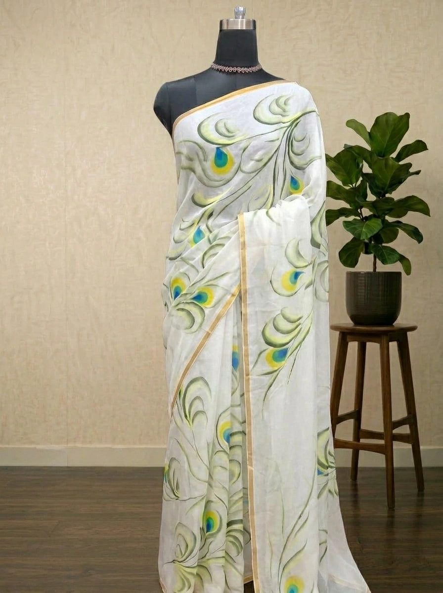 White Chiffon Saree