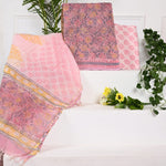 buy Baby Pink with yellow floral printed kota dress material online with price 