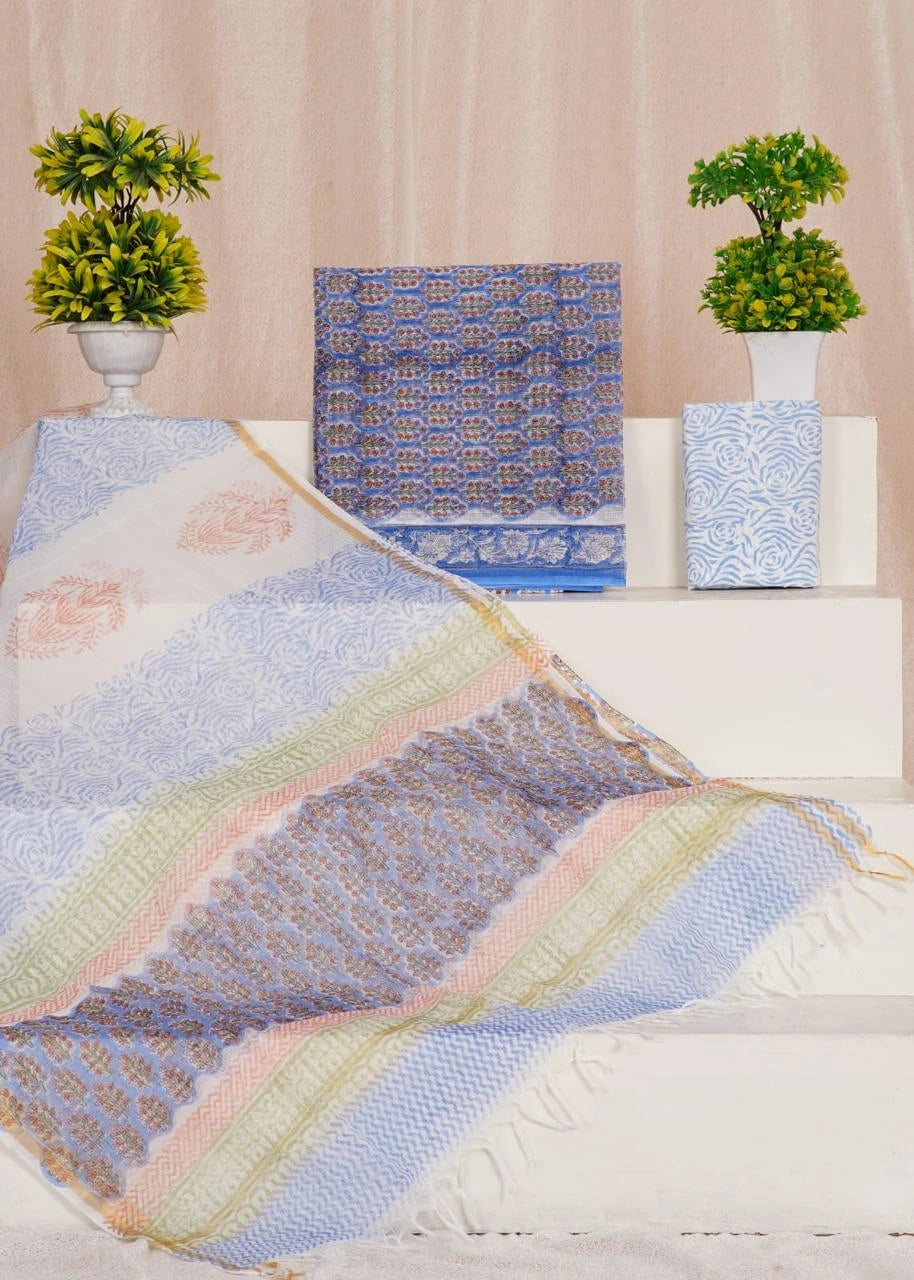 Royal Blue Kota Dress Material 