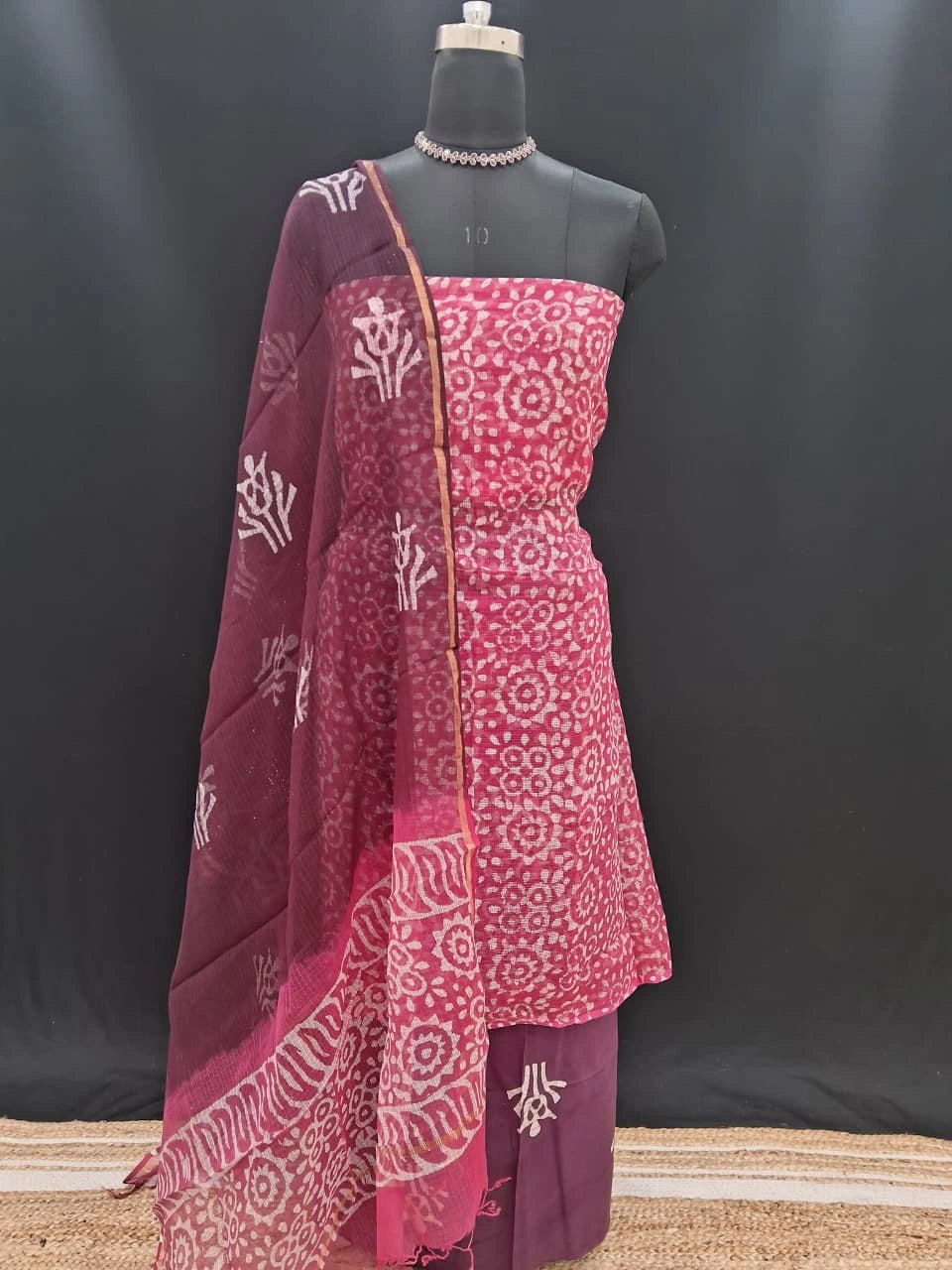 Pink Kota Dress Material 