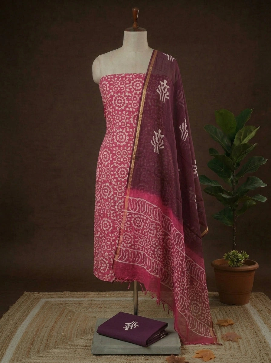 Pink Kota Dress Material 