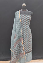 Metal Grey Kota Dress Material 