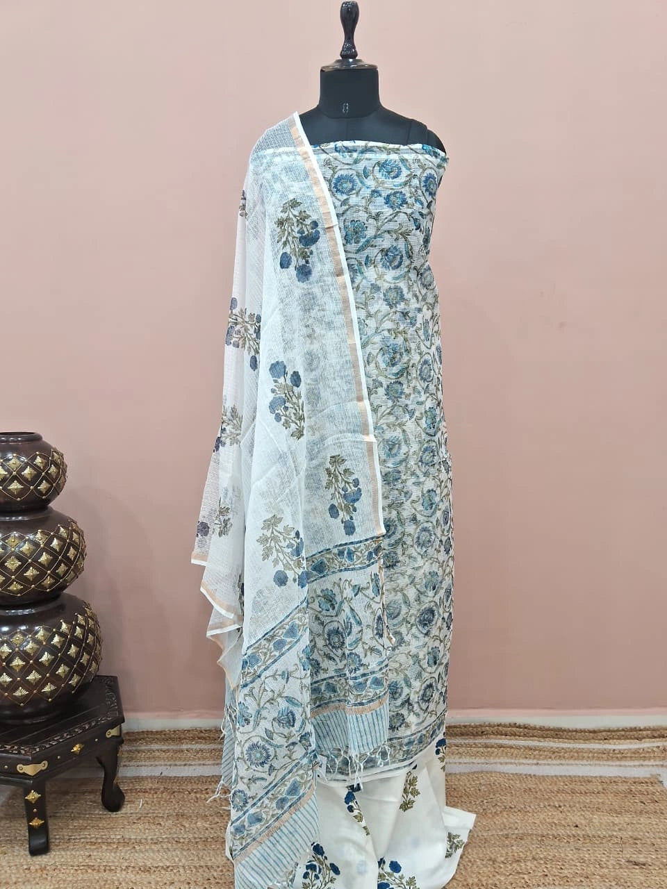 White Kota Dress Material