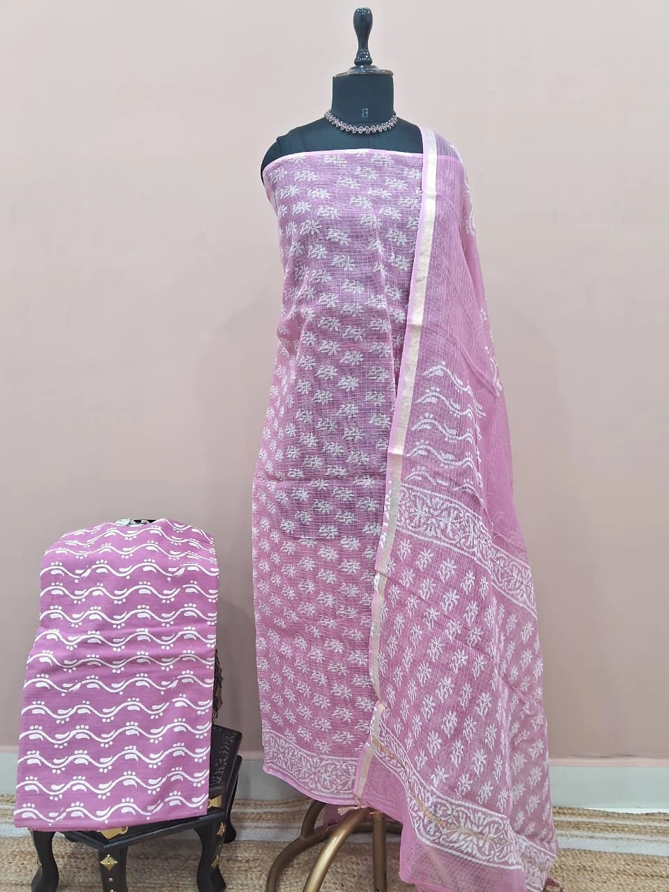 pink Kota dress material