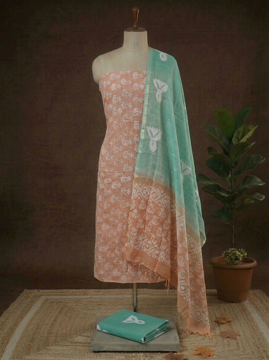Peach Kota dress material