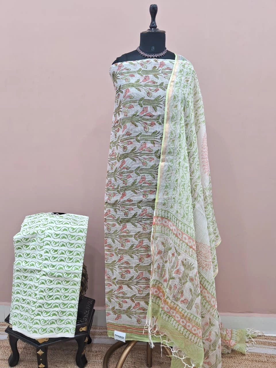 White Kota Dress material