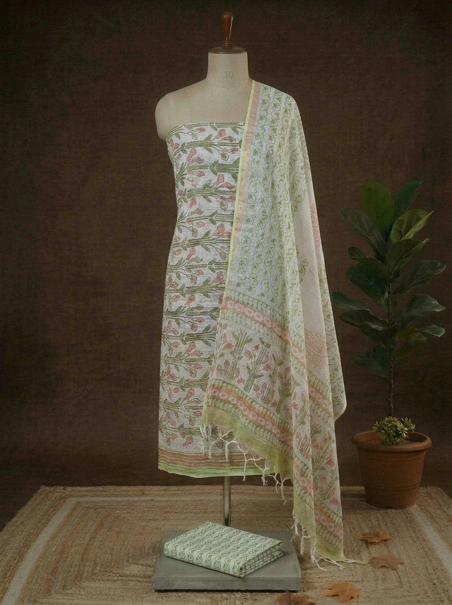 White Kota Dress material