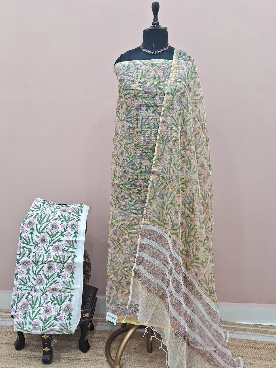 Light yellow Kota dress material