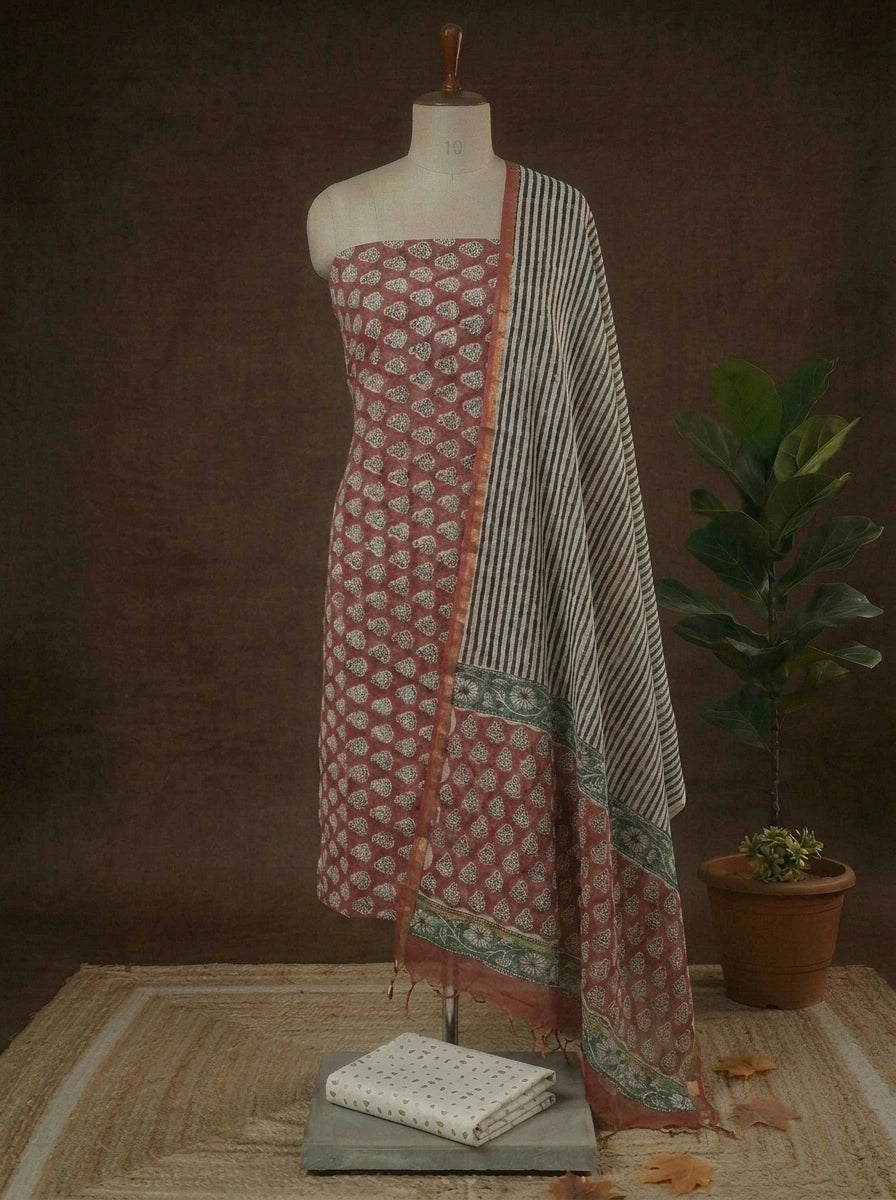 Brick Red Kota Dress Material