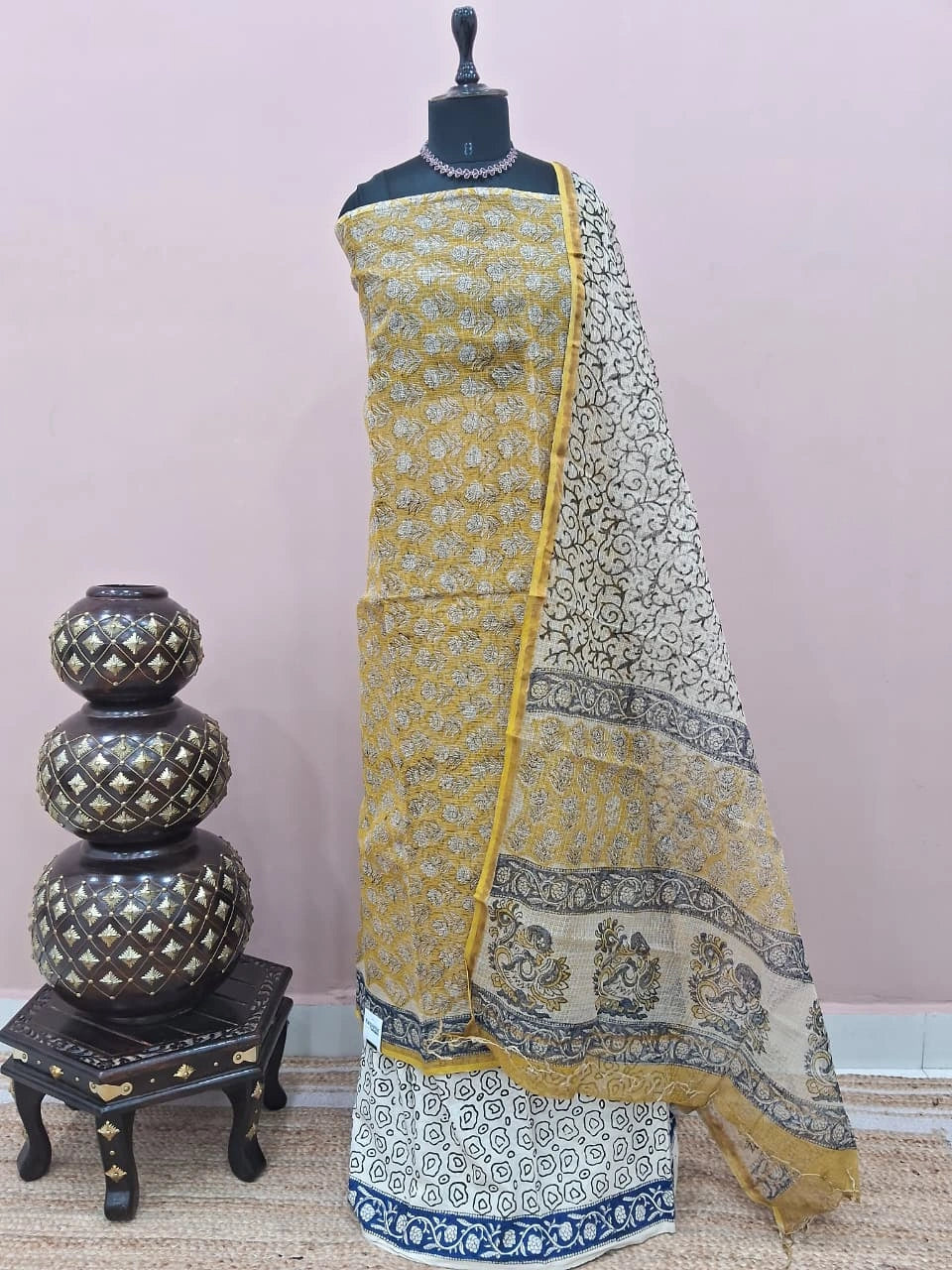 Mango Yellow Kota Dress Material