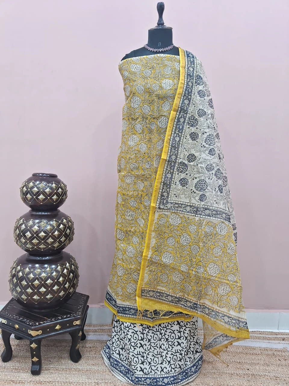 Yellow Kota Dress Material