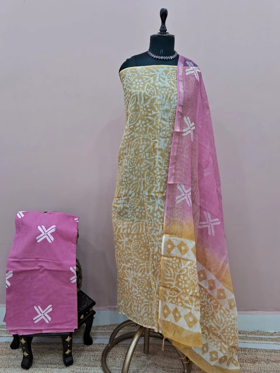 Light Yellow Kota Dress Material