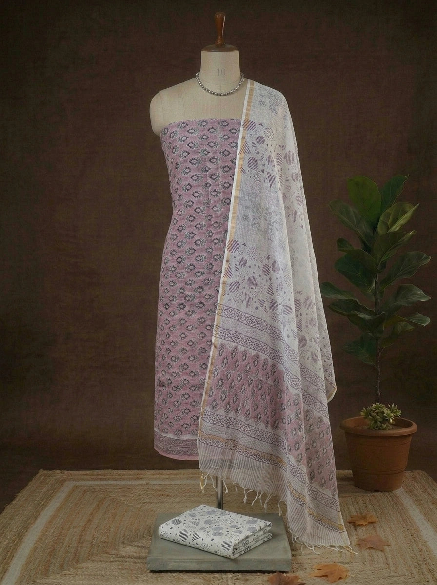 Elegant Light Pink Kota Dress Material