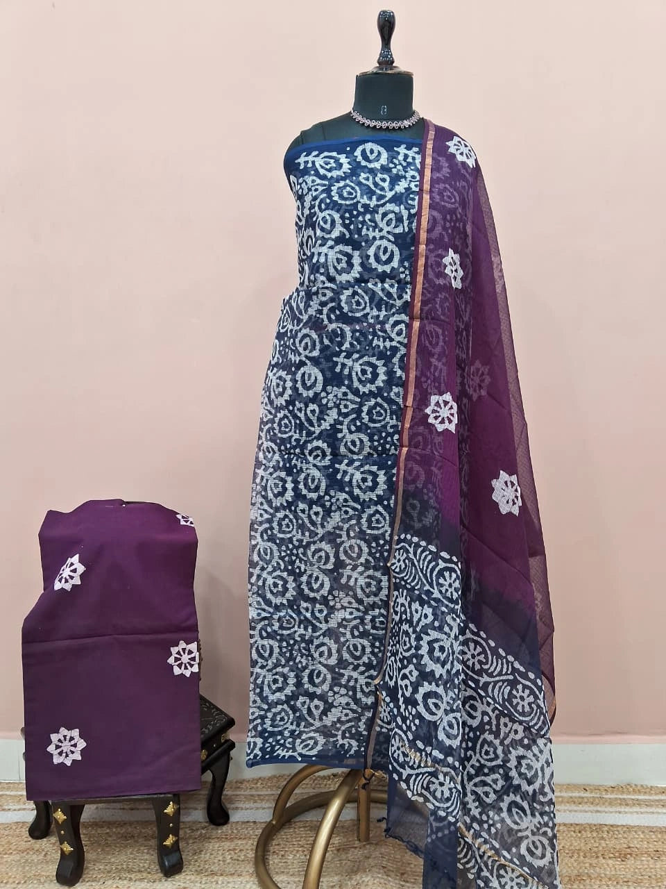 Blue Kota Dress Material 