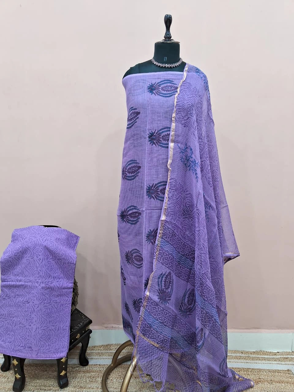 Light Lavender Kota Dress Material