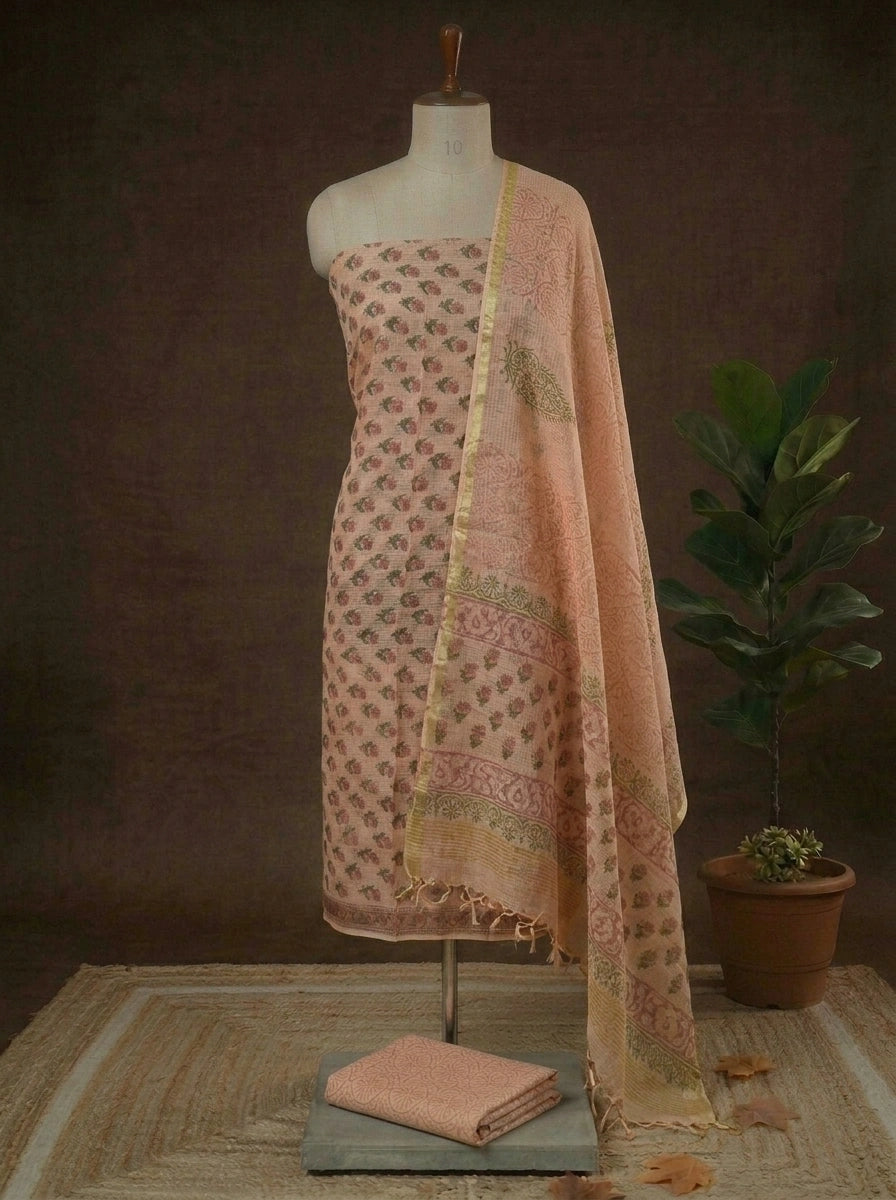 Graceful Peach Kota Dress Material 