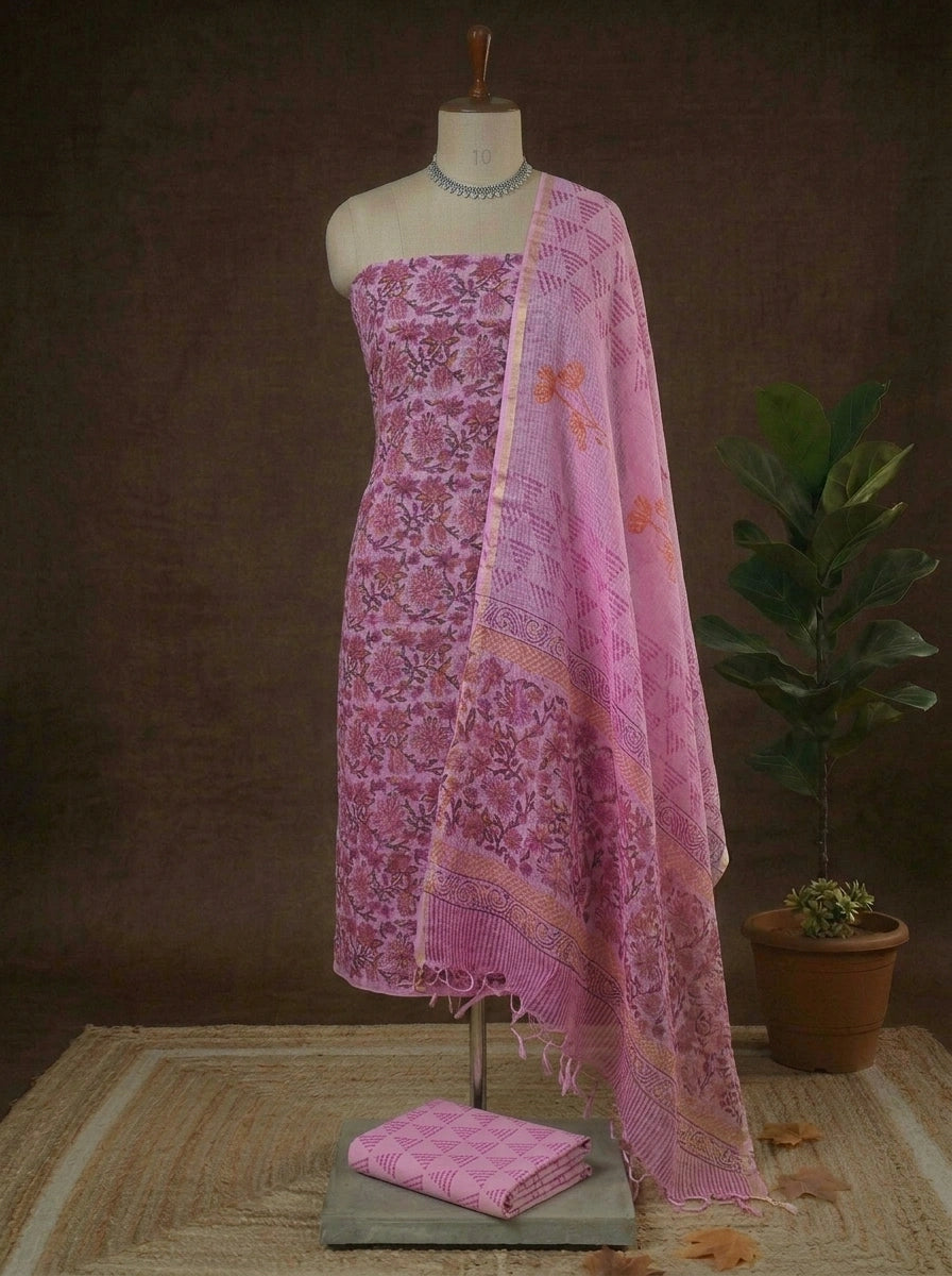 Baby Pink Kota Dress Material
