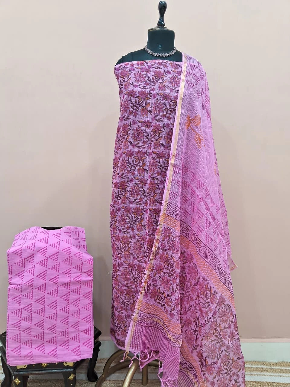 Baby Pink Kota Dress Material