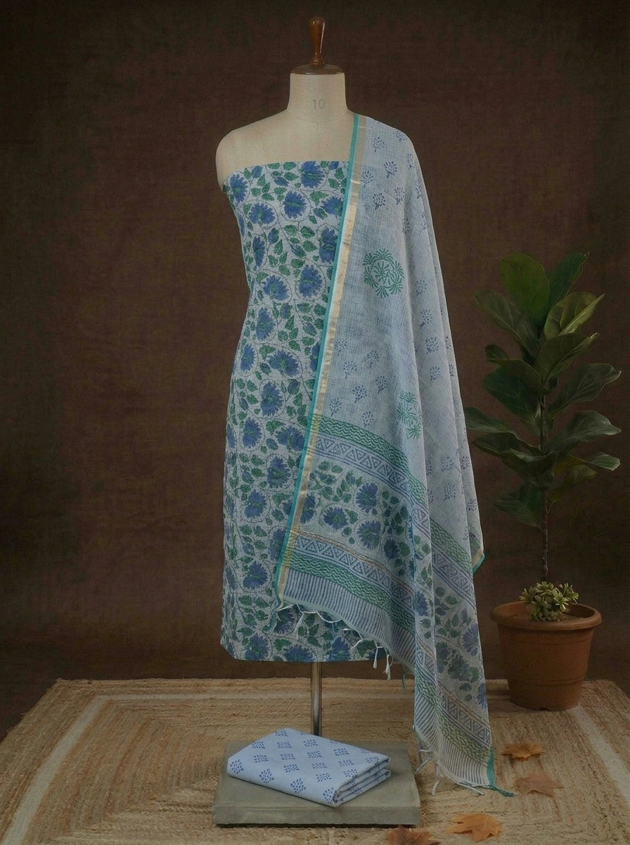 Grey Kota Dress Material 