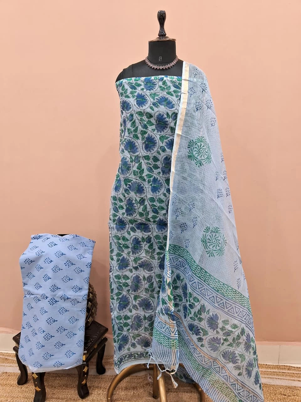 Grey Kota Dress Material 