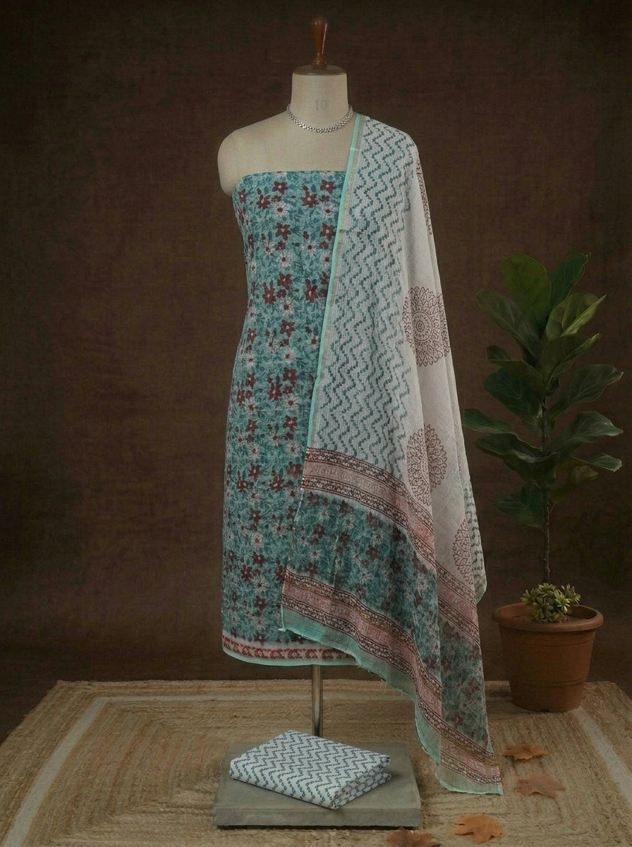 Mint Blue Kota Dress Material