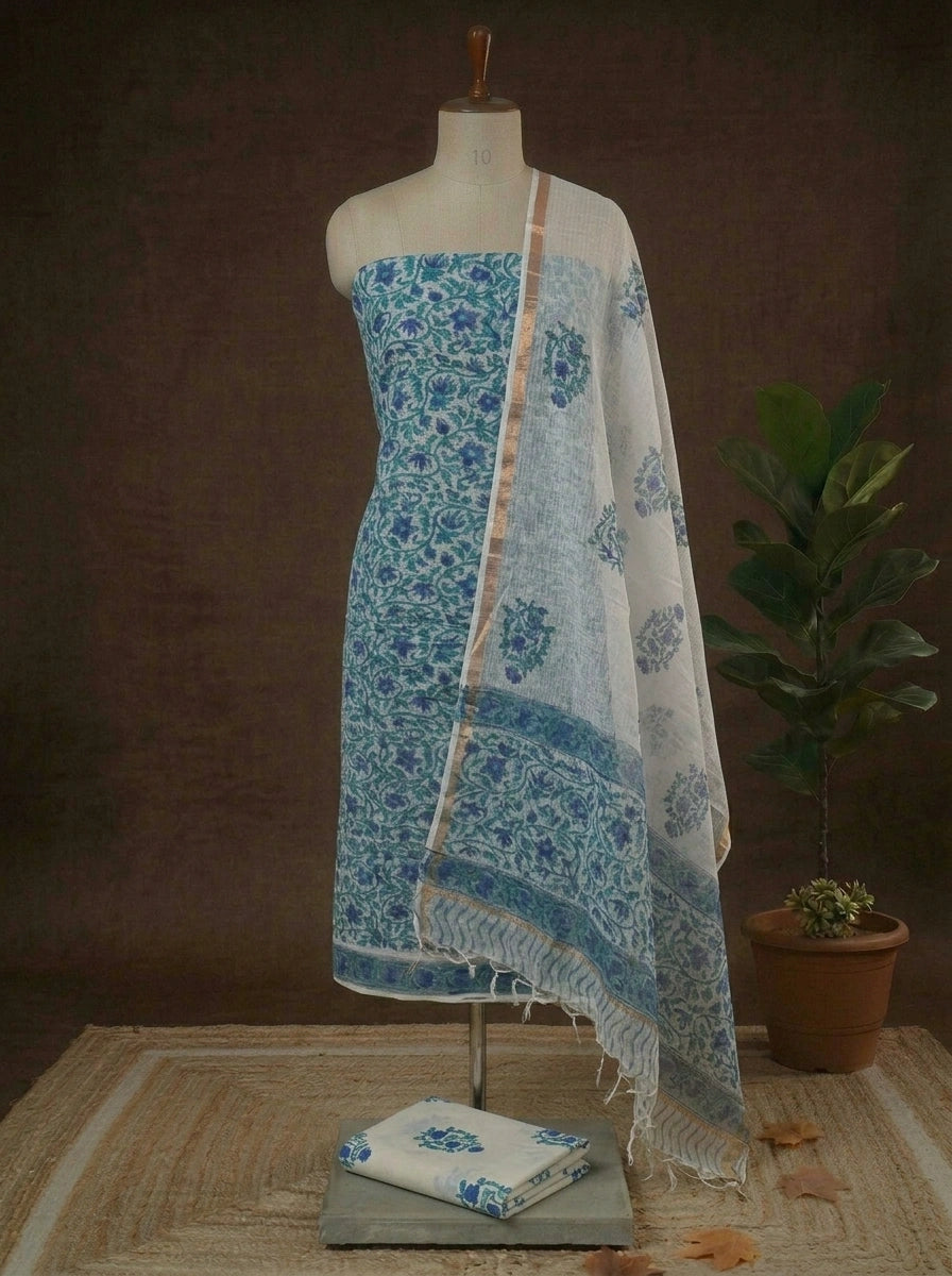 White Kota Dress Material 