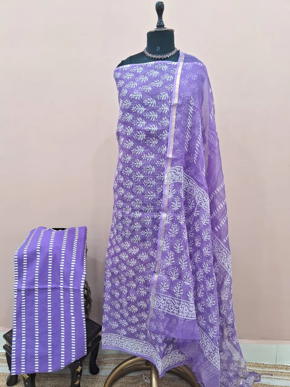 Lavender Kota Dress Material 
