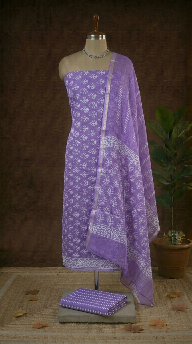 Lavender Kota Dress Material 