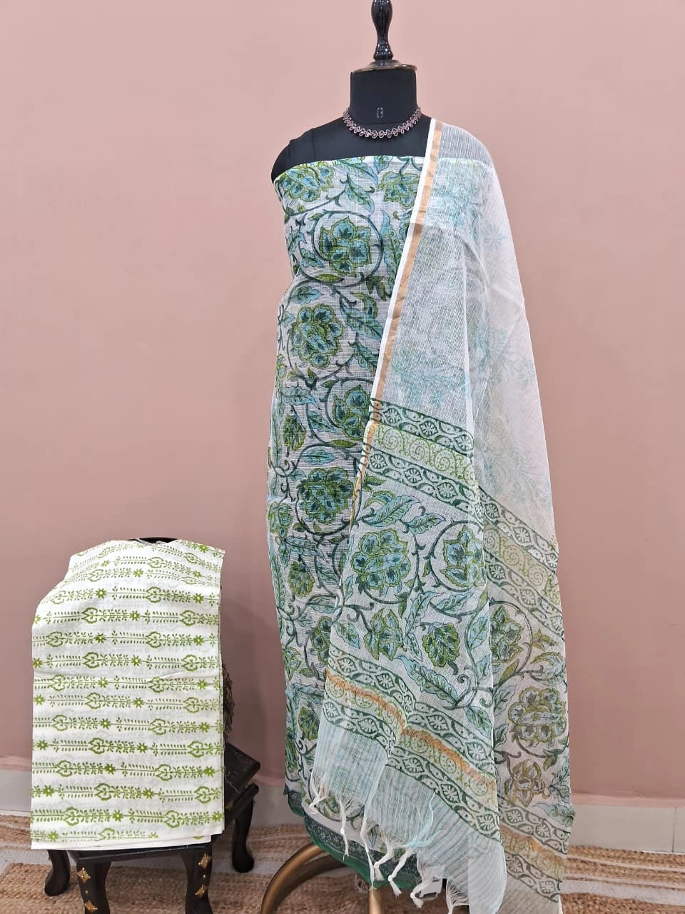 Pure White Kota Dress Material
