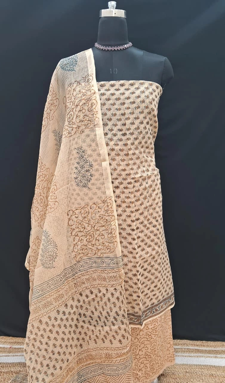 Beige Kota Dress Material 