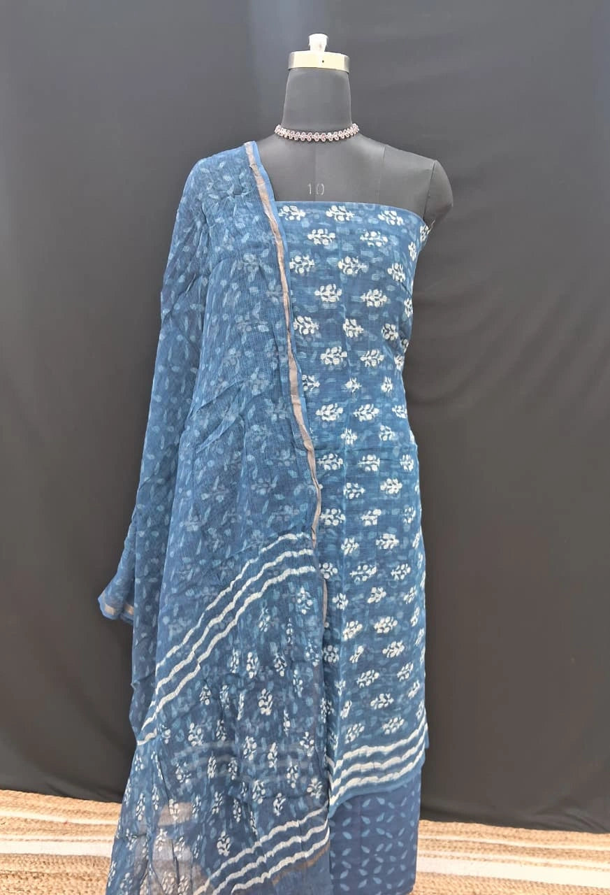 Elegant Blue Kota Dress Material 