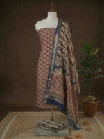 Shop Pure Maroon with black floral printed maheshwari dress material online 