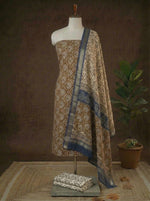 Best Olive green with Cream flower printed Maheshwari dress material online